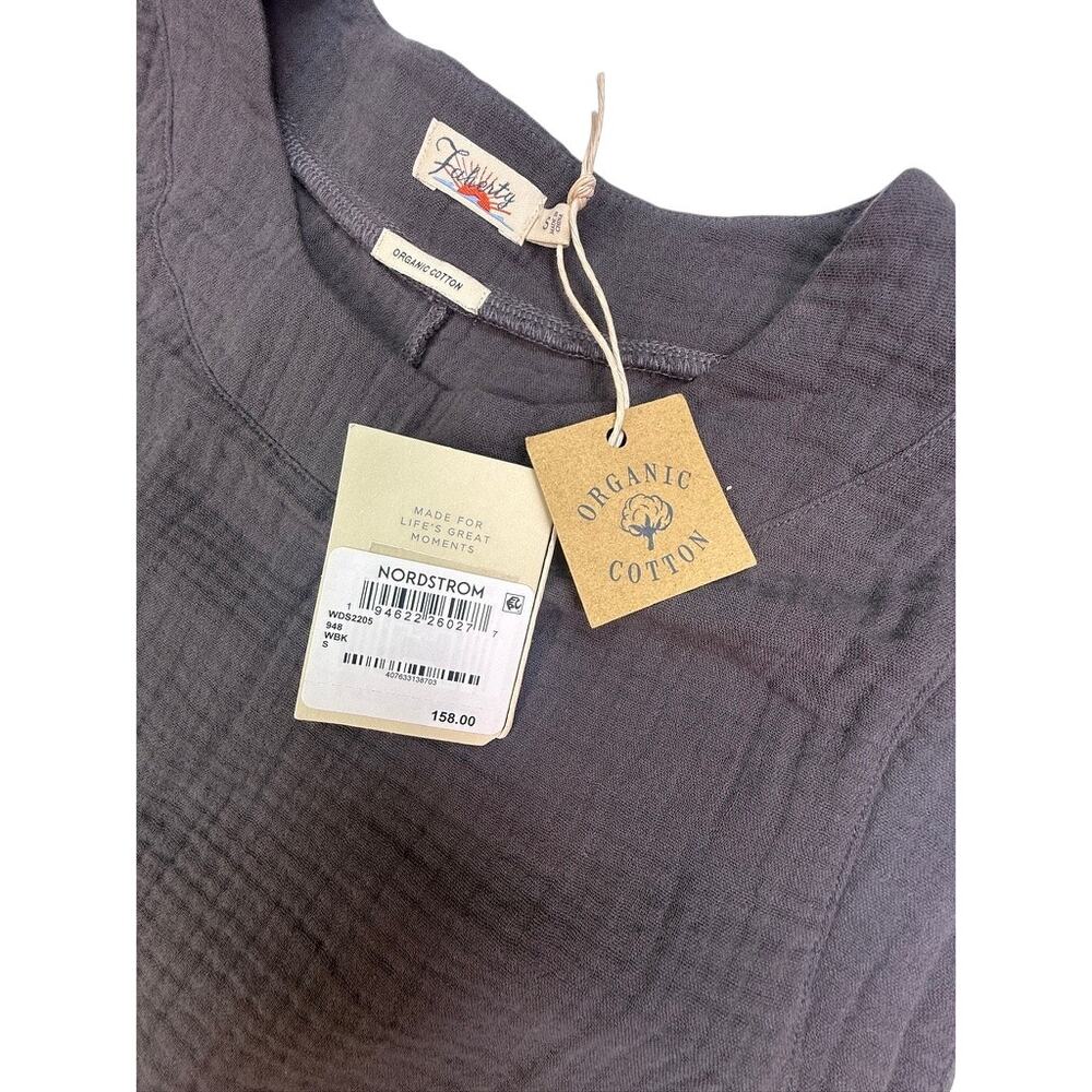 Faherty Organic Cotton Westport Tank Dress Washed Black Midi Belted Small - Picture 4 of 10